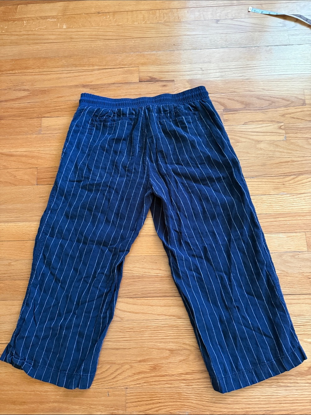 Athleta Cabo 100% Linen Wide Leg Pant Women’s 14 Navy Blue Stripe - Picture 5 of 6